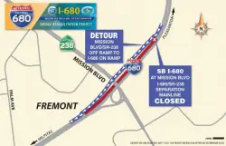 Closure of I-680 planned in Fremont this weekend